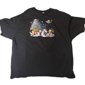 Vintage Y2K‎ Peanuts Snoopy T-Shirt Delta  Black 4XL Mens Christmas RARE